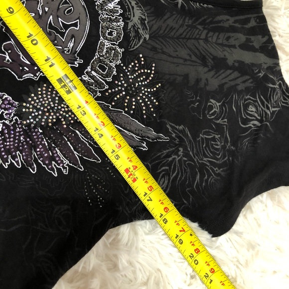 Harley Davidson RARE NWOT rhinestone BLING scull feathers wings design! SEXY!! - Picture 5 of 17